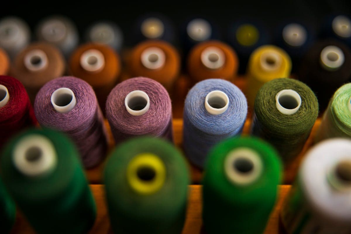 Colorful yarn spools and thread bobbins